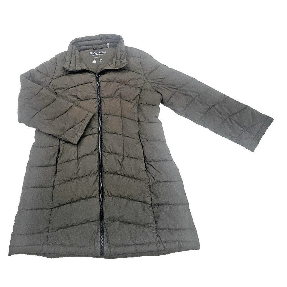 Calvin Klein Puffer Coat Mid Length Olive Green Sorona Aura Water Resistant 2XL - Picture 8 of 14
